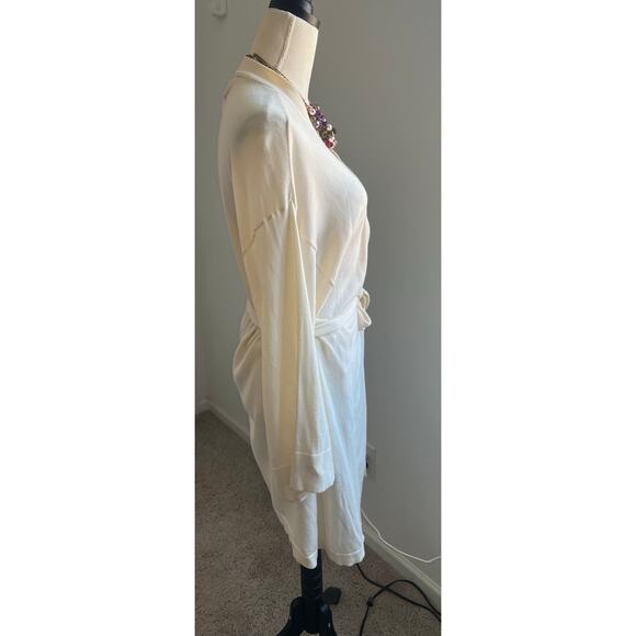 Victoria's Secret Cream All Cotton Wrap Around Tie Waist Kimono Bride Robe M/L - Picture 5 of 10